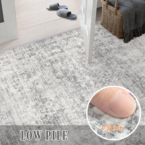 Round Area Rug Living Room (Retro Black Grey / 8' (Round))