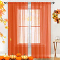 Sheer Voile Window Treatment Rod Pocket Curtain Panels for Kitchen Bedroom Living Room Drapes Sunlight Filtering Privacy Semi Home Decor Assorted (Burnt Orange / 52"W x 63"L (Pack of 2))
