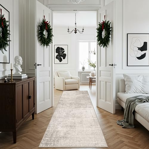 Hallway 3x8 Washable Runner Rug (3' x 8' (Rectangular) / Beige/Cream)