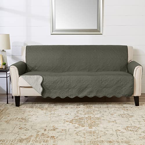 Reversible Sofa Cover (Sofa / Sage Green / Light Gray)