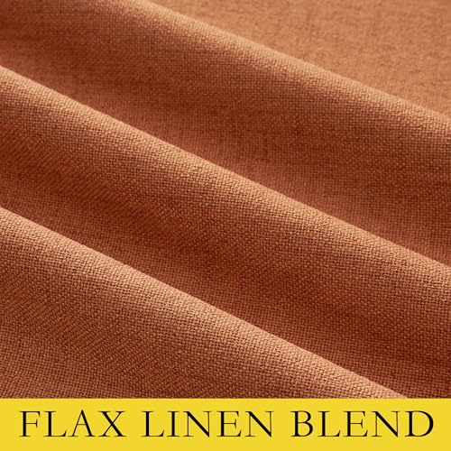 100% Absolutely Blackout Linen Curtains with Thermal Insulated Liner (52"W x 95"L (Pack of 2) / Terracotta)