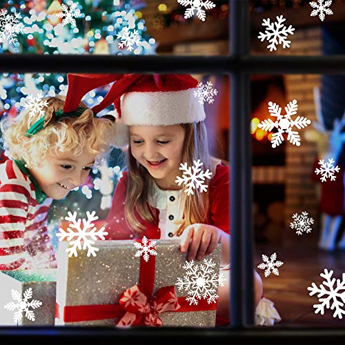 135Pcs Christmas Decorations Window Clings Snowflakes Window Decals (White)