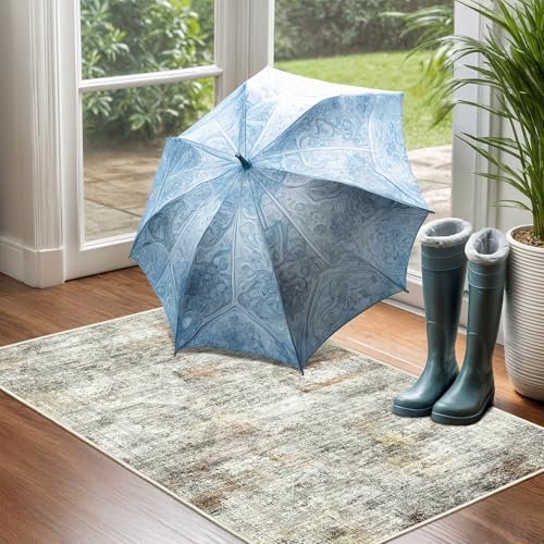 2x3 Rug Non Slip (Grey/Rust / 2' x 3' (Rectangular))