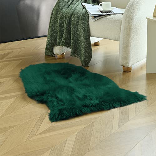 Emerald Green Faux Sheepskin Throw Rug 2x3 ft (Emerald Green / 2' x 3' (Oval))