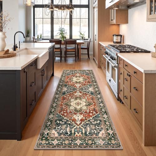 Washable Runner Rug (3 x 8 Feet / Brick Red)