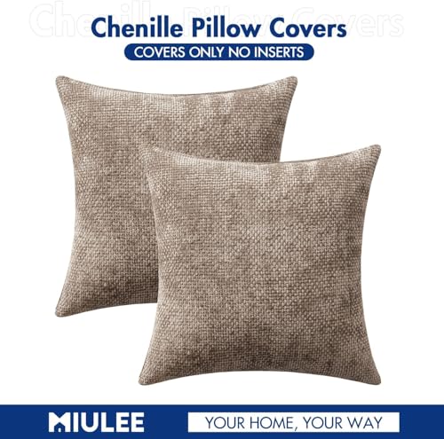 Decorative Couch Throw Pillow Covers 18x18 Inch Light Khaki 2 Pack (18" x 18" (Pack of 2) / Light Khaki)