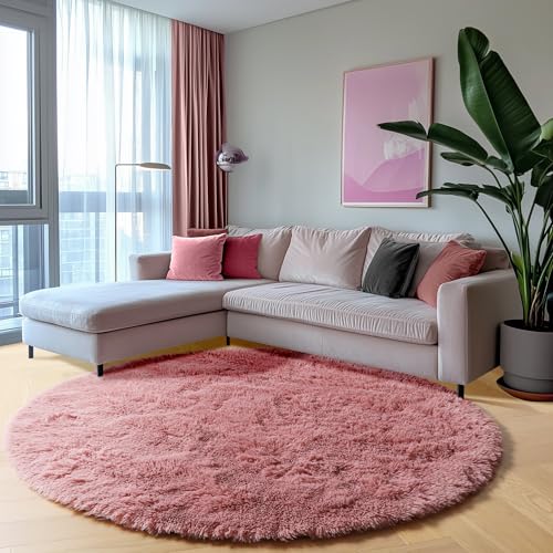 Blush Round Rugs 6ft for Living Room Bedroom (Blush / 6' (Round))