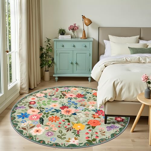 Round Area Rug Living Room (Green / 6' (Round))