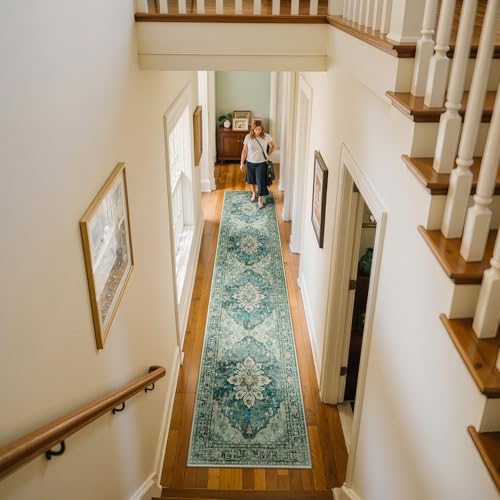 Washable Area Rug (Blue/Vintage Dark Blue / 2' x 10' (Rectangular))