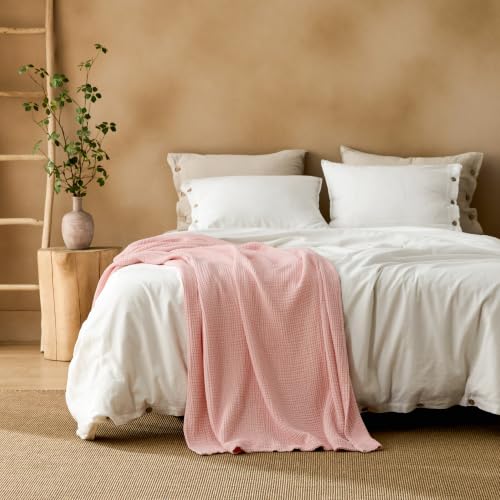 100% Cotton Muslin Blanket Queen Size for Bed (05 - Pink / Queen (90" X 90"))