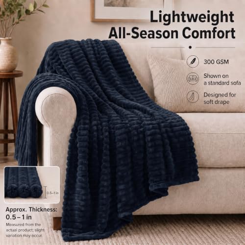 Navy Blue Throw Blanket for Couch (Navy Blue / Throw (50" x 60"))