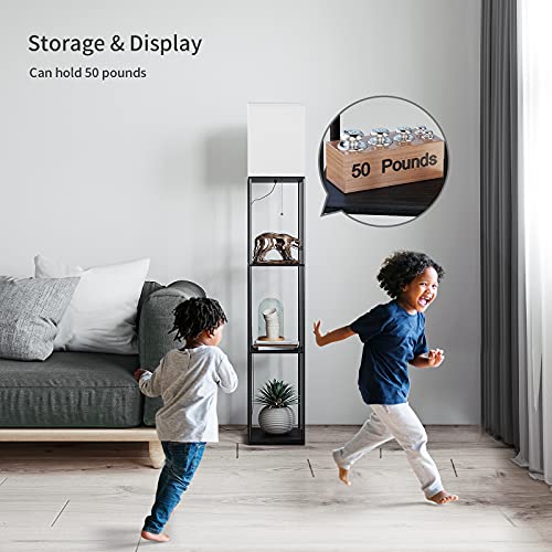 Floor Lamp with Shelves (Black Square / 4-Tier)