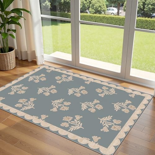 3x5 Floral Entry Rug (Flower - Haze Blue / 3' x 5' (Rectangular))