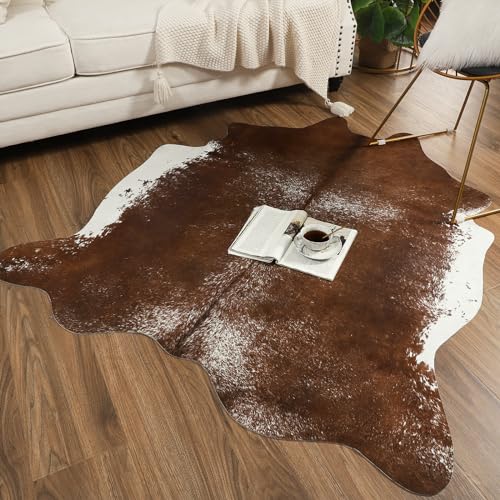 Faux Cowhide Rug (5'2" X 6'3" (Irregular) / Dark Brown)