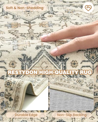 Kitchen Runner Rug Non Slip Washable Rugs 2.5x8 (Brown/Beige / 2'6" x 8' (Runner))