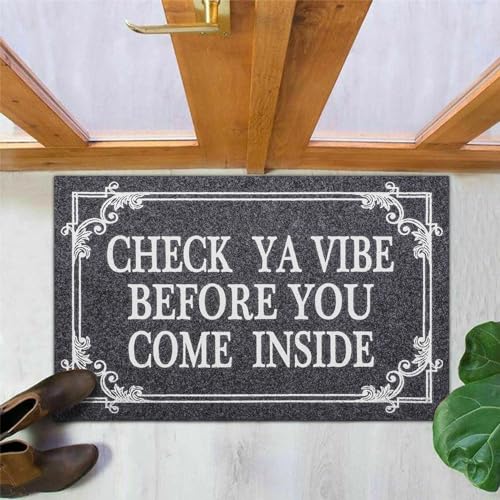 Front Door Indoor Outdoor Entrance Doormat Grey Rubber Welcome Door Mat Come Inside This House Doormat Anti Slip Easy to Clean Corridor Patio Entry Mat 28" x 18" (1'6" x 2'4" (Rectangular) / Come Inside-gray)