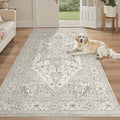 4x8 Wide Hallway Runner Rug Washable for Living Room (Beige/Brown / 4' x 8' (Runner))