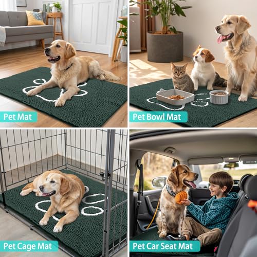 Dog Door Mat for Muddy Paws (59"X24" / Green and White)