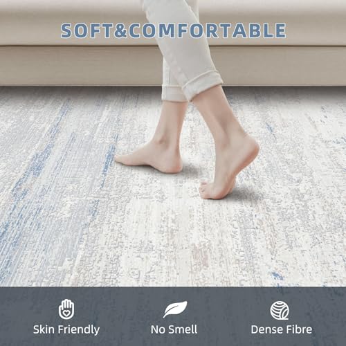Washable Rugs 6x9 Area Rugs for Living Room (6' x 9' (Rectangular) / Blue-griege-brown-beige-white)
