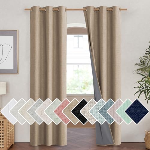 Burlap Vintage Open Linen Weave Flax Thermal Curtains (42"W x 90"L (Pack of 2) / Burlap)
