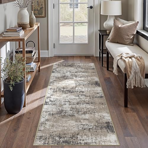 Brown Runner Rug 2x8 Modern Abstract (Abstract Brown / 2' x 8' (Runner))