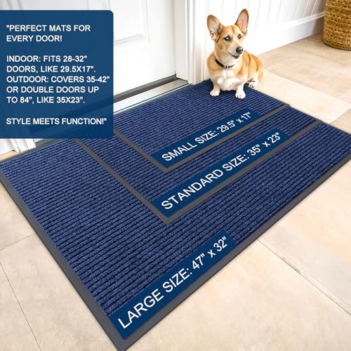 2 Pack Front Door Mats 71x23 (Blue / 71" x 23")