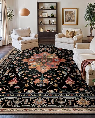 Washable Area Rug (Black/Colorful / 10' x 14' (Rectangular))
