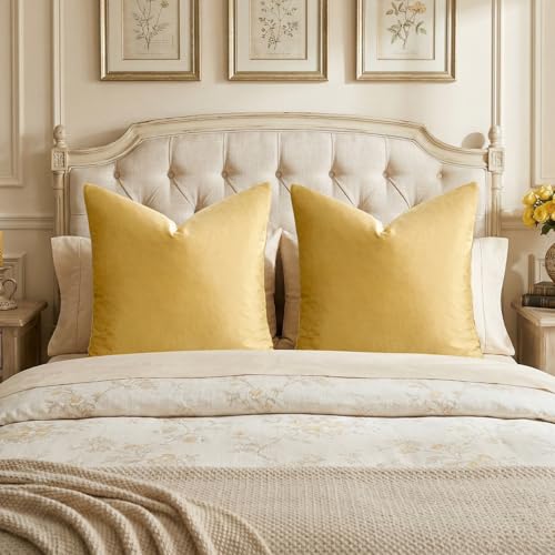 Yellow Velvet Pillow Covers 26x26 Decorative Pillows Pack of 2 (Yellow / 26" x 26" (Pack of 2))