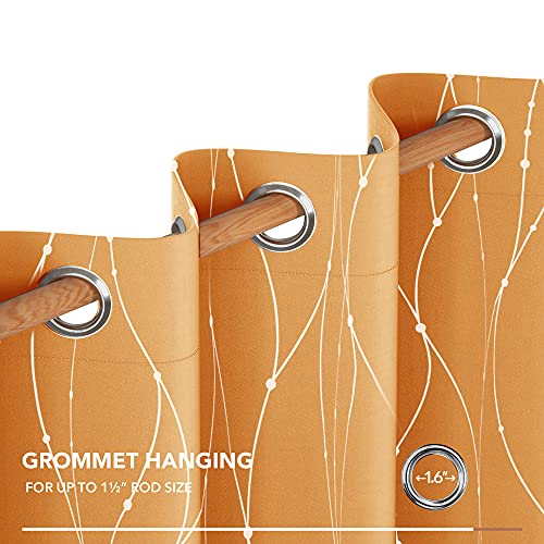 Living Room Curtains 72 Inches Long (Orange/Wave Dots / 42"W x 72"L (Pack of 2))