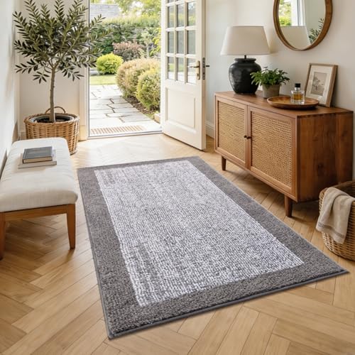 48x32 Bathroom Rugs Non Slip Washable (Light Grey / 2'8" x 4' (Rectangular))