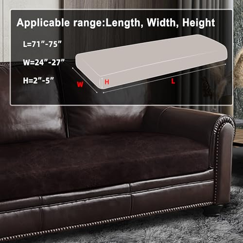 Leather Look Couch Cushion Covers Sofa Seat Slipcovers Sets Couches Furniture Protector for Sectional Armchair Loveseat Pets Kids Stretch Spandex Fabric (1 Cushion Sofa / Chocolate)