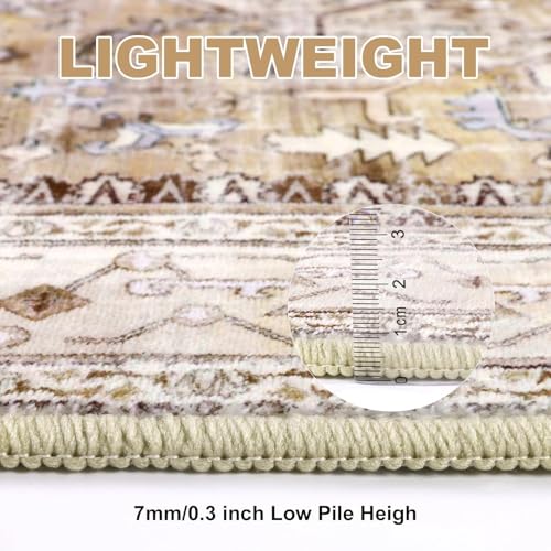 Washable Runner Rug (2' x 12' / Beige Brown)