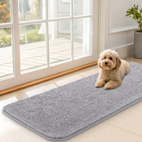 Dog Door Mat for Muddy Paws 47x17 (Light Grey / 47" X 17")