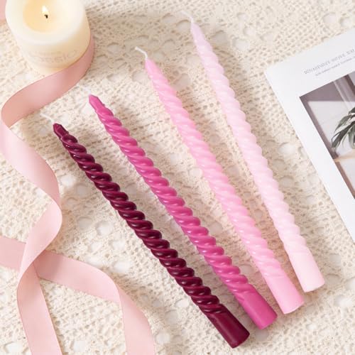 Spiral Taper Candles (Pink)