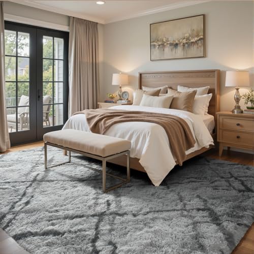 8x10 Ft Extra Large Shag Rugs for Living Room (Ed Grey 5sm01 / 8' X 10' (Rectangular))