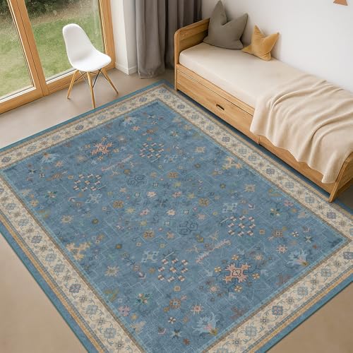 5x8 Rug for Living Room (5' x 8' (Rectangular) / Dusty Blue)