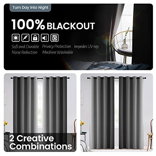 100% Blackout Ombre Bedroom Curtains Grey and Greyish White (52"W x 72"L (Pack of 2) / Gray White)