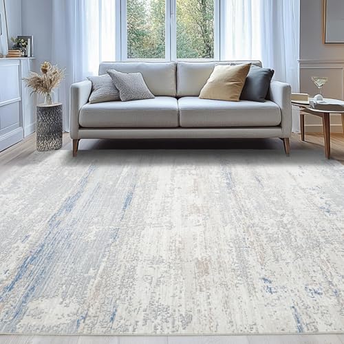 Washable Rugs 5x7 Area Rugs for Living Room (5' x 7' (Rectangular) / Blue-griege-brown-beige-white)