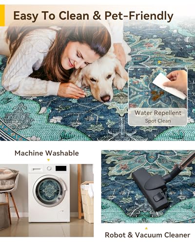 Washable Area Rug (Teal / 8' (Round))