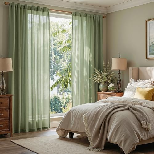 Patio Curtains for Sliding Door 90 inch Length 2 Panels Set (50"W x 90"L (Pack of 2) / Sage Green-new)
