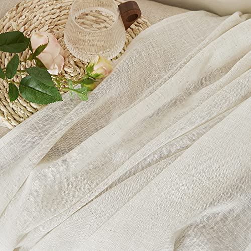 Linen Burlap Curtains for Windows 90 inch Length (52"W x 90"L (Pack of 2) / Linen)