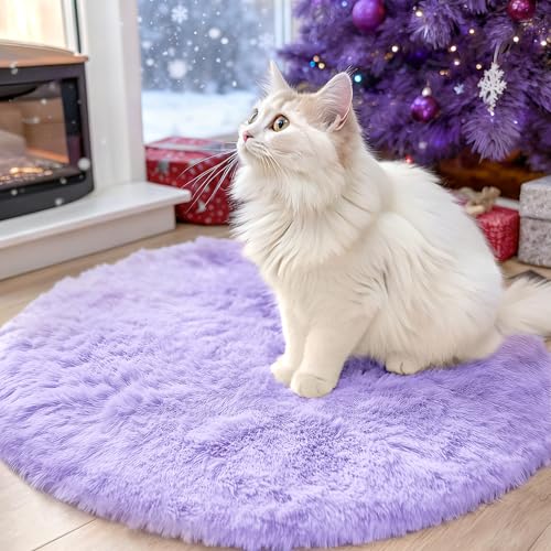 Light Purple Round Rugs for Bedroom (2 Ft Round / Light Purple)