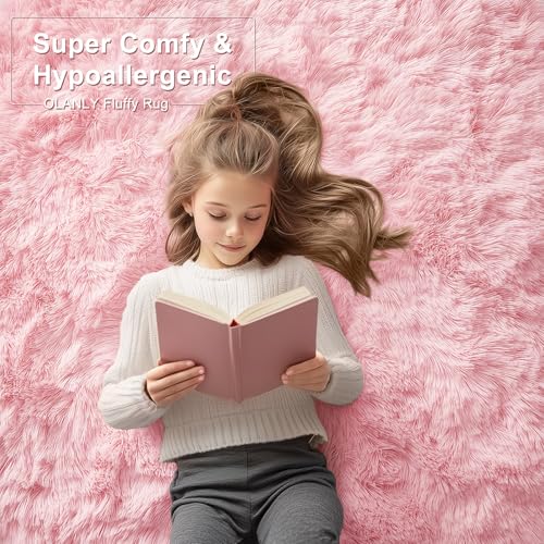 2x6 Machine Washable Runner Rugs for Hallway (2x6 Ft / Pink)