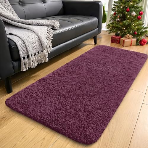 2x4 Machine Washable Runner Rugs for Hallway (2x4 Ft / Burgundy)