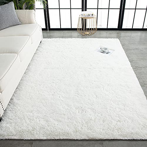 Super Soft Shaggy Rugs Fluffy Carpets 9x12 Feet (9' x 12' (Rectangular) / Cream White)