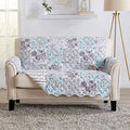 Reversible Floral Patchwork Loveseat Furniture Protector (Loveseat / Gray / Aqua)