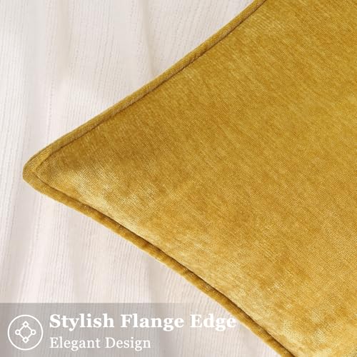 Chenille Mineral Yellow Throw Pillow Covers 26x26 Set of 2 (Mineral Yellow / 26" x 26" (Pack of 2))