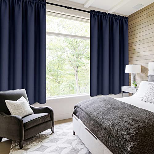 Blackout Curtains for Bedroom Living Room 42 x 54 Inch Long Navy (Navy / 42"W x 54"L (Pack of 2))