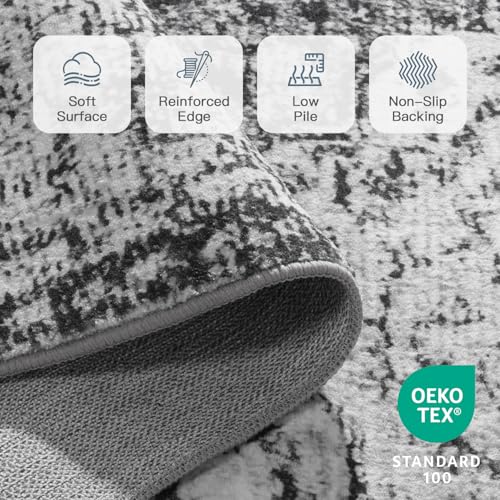 8x10 Washable Rugs for Bedroom Non (Vintage Dark Grey / 8' x 10' (Rectangular))