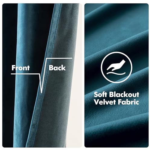 Velvet Curtains Peacock Blue 52 x 90 Inch Length Set of 2 (Peacock Blue / 52"W x 90"L (Pack of 2))